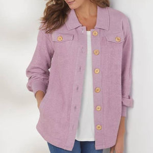 Soft Surroundings Lavender Jacket with Wooden Buttons